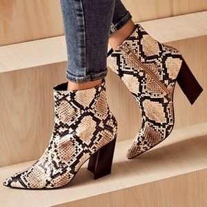 Snake skin zip up booties